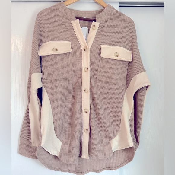 Womens Waffle Knit Button Down Long Sleeve Jacket Women’s Size medium - Picture 4 of 9